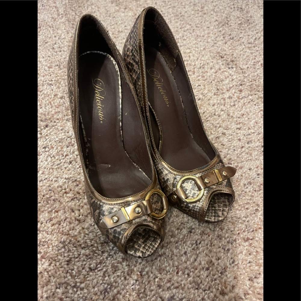 Faux Snakeskin Delicious Heels